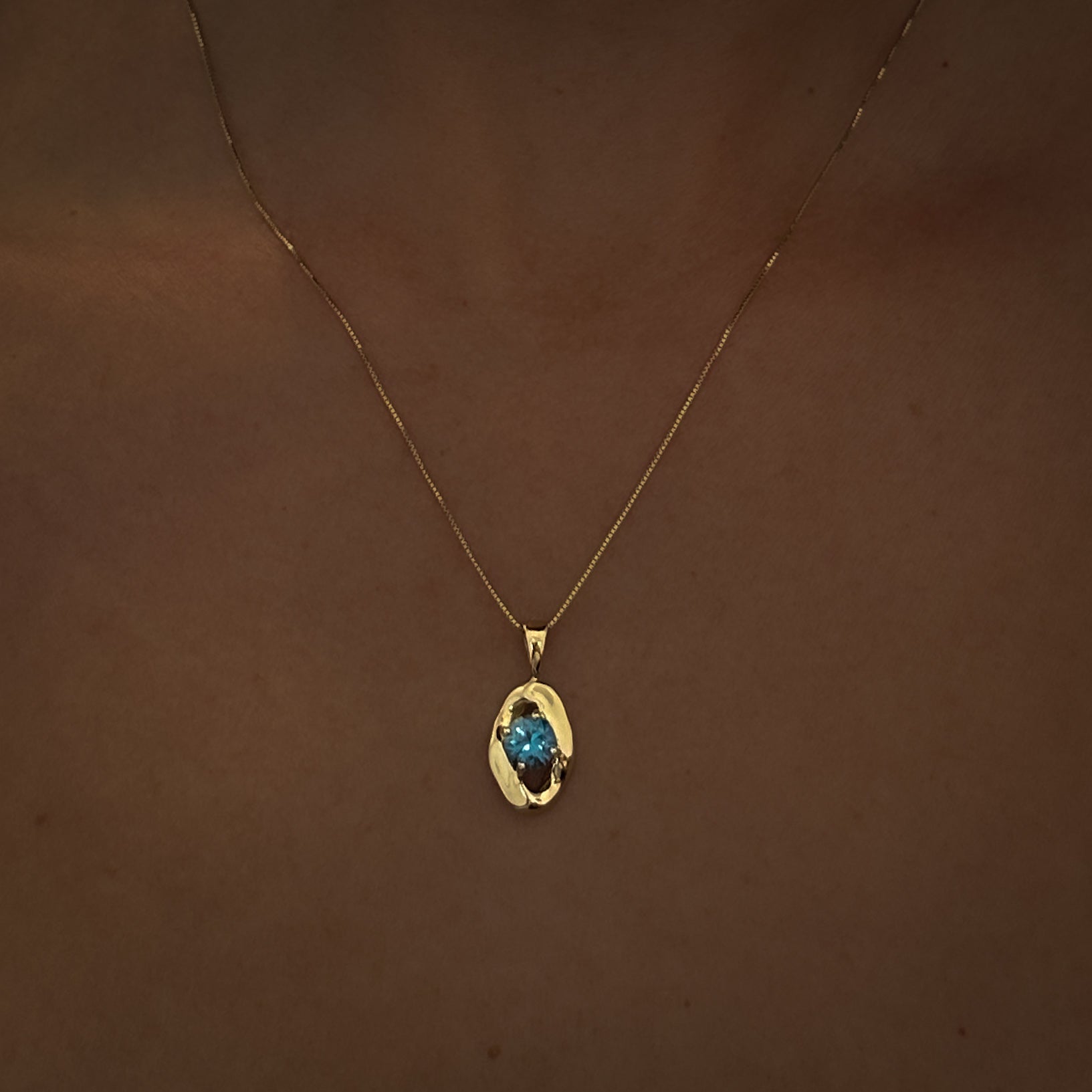 Blue Zircon Large Nadia Pendant
