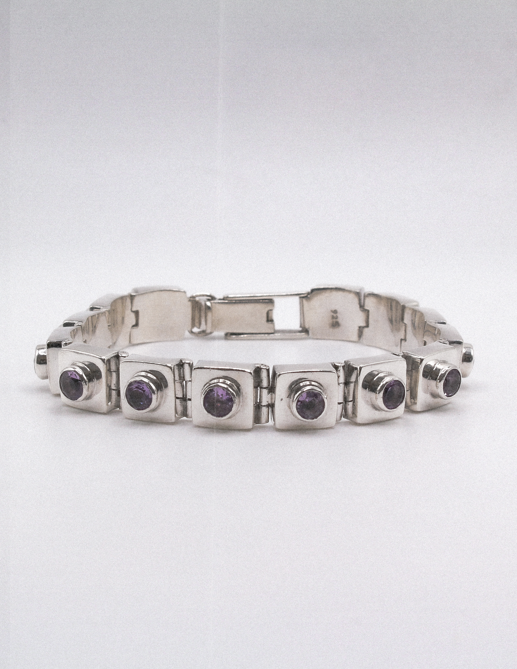 VINTAGE AMETHYST SQUARE LINK BRACELET