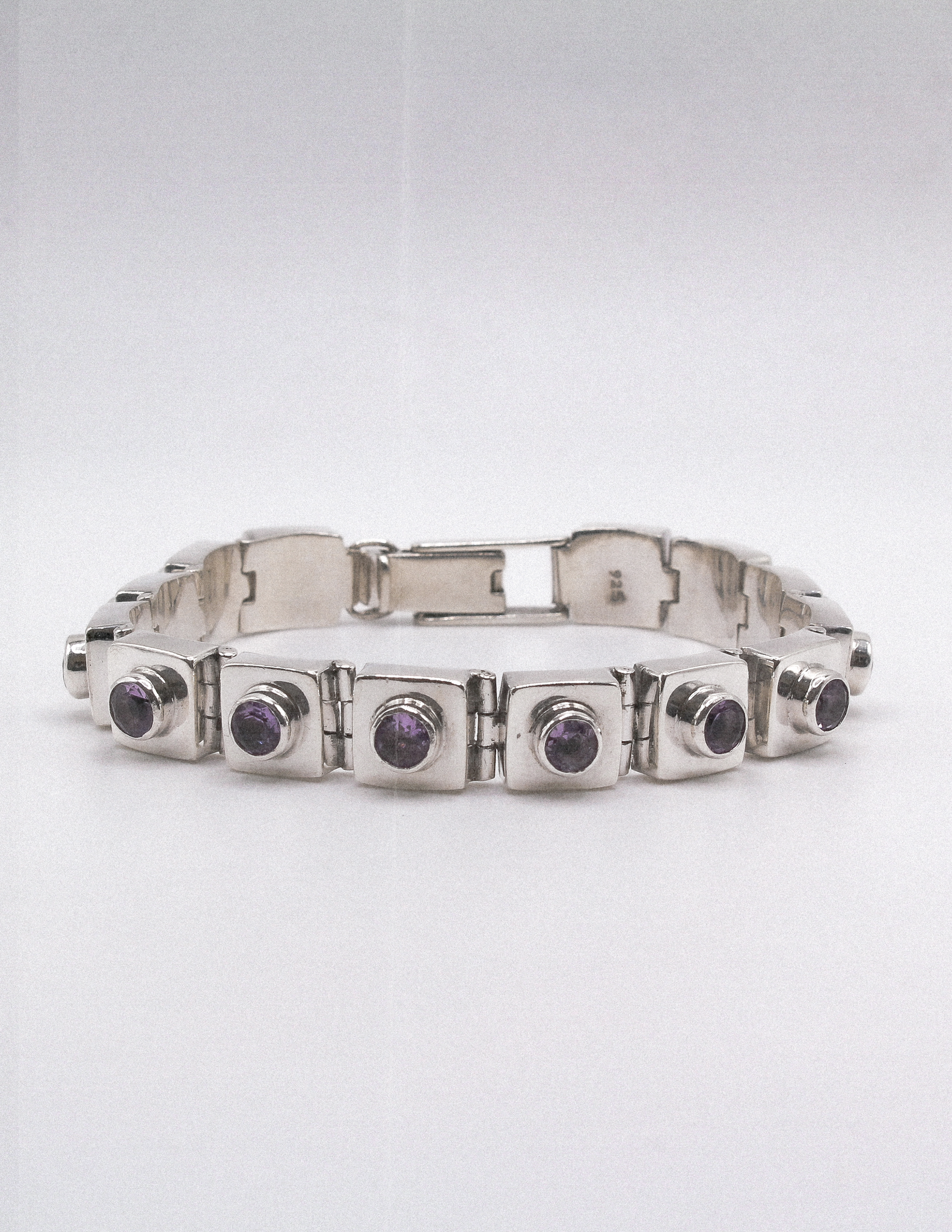 VINTAGE AMETHYST SQUARE LINK BRACELET