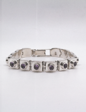 VINTAGE AMETHYST SQUARE LINK BRACELET