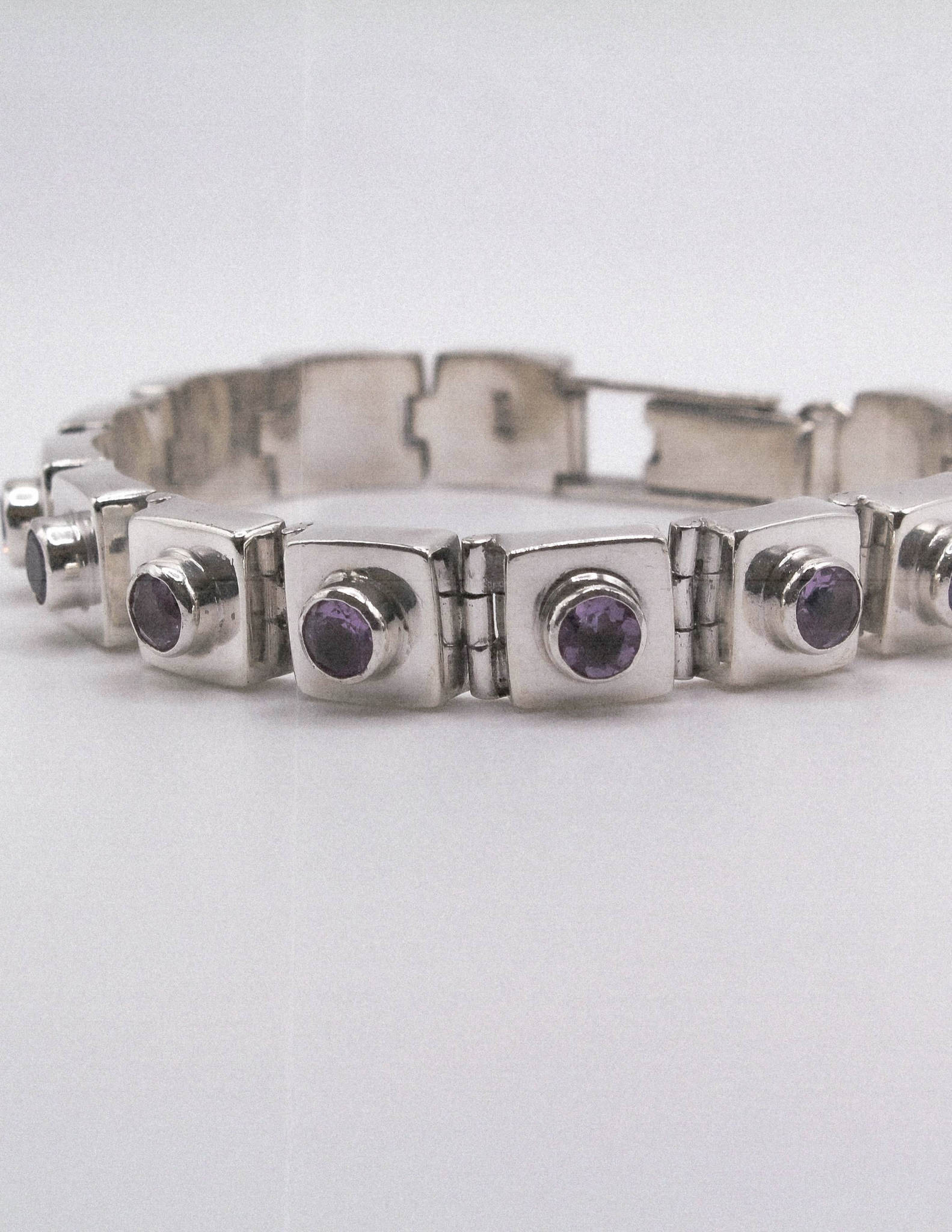 VINTAGE AMETHYST SQUARE LINK BRACELET