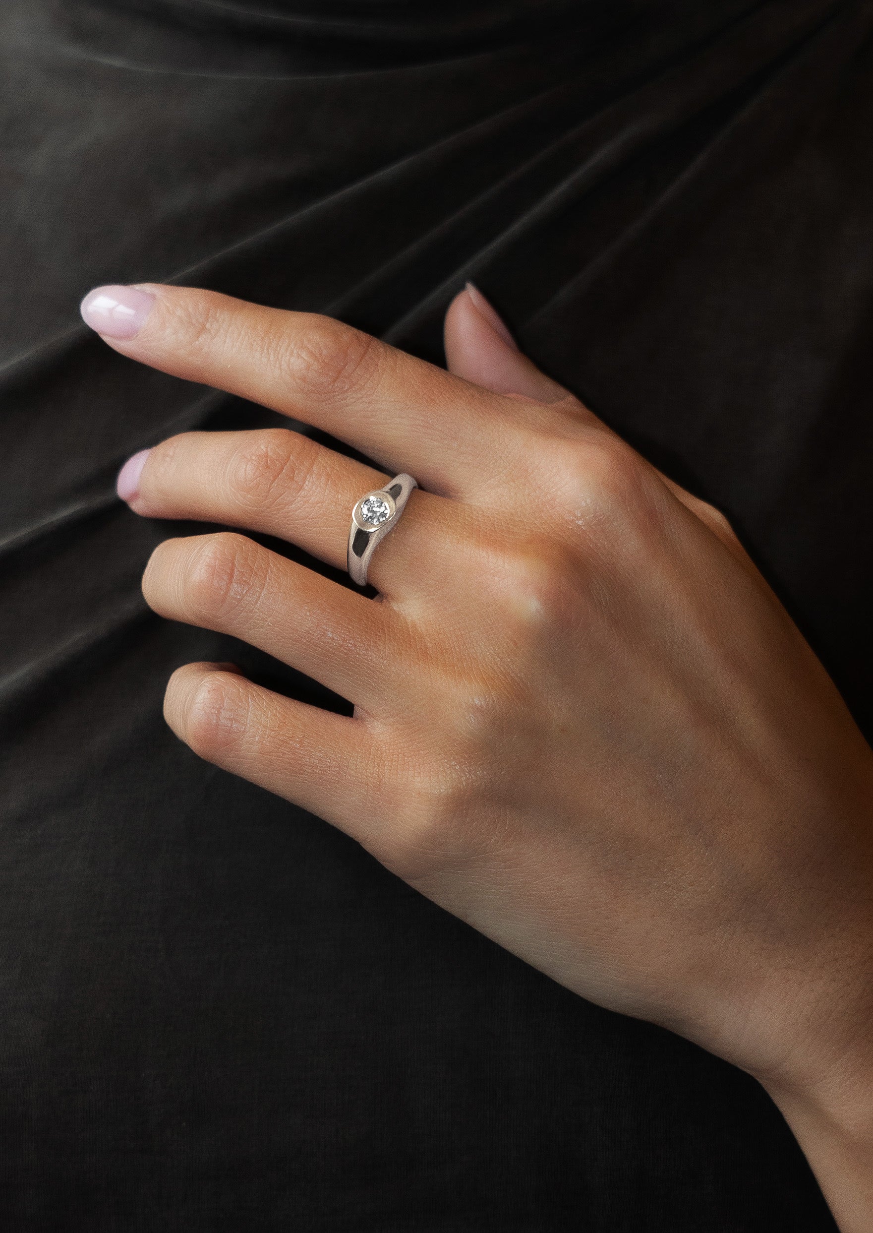 Shift Signet Ring White Gold